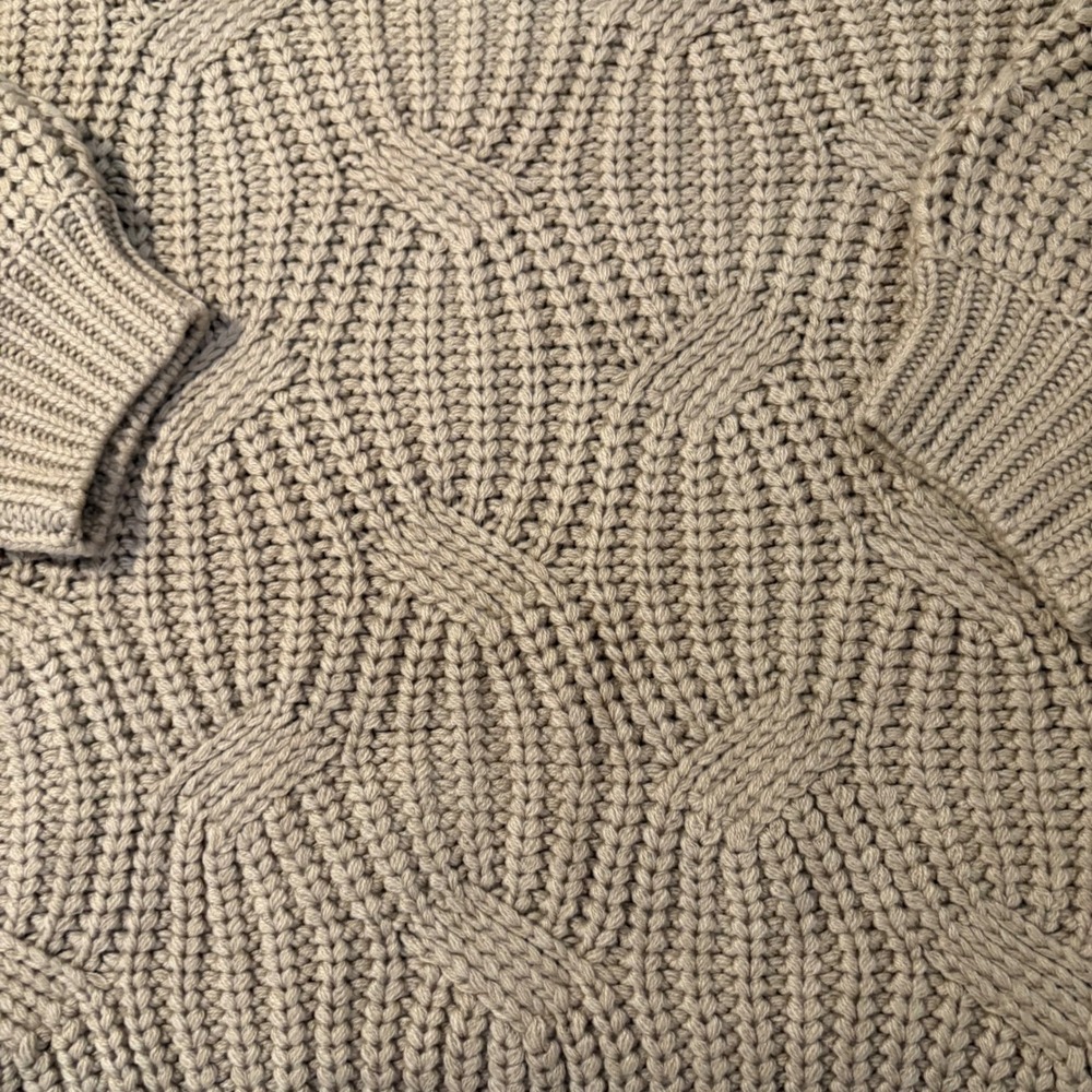 12th Tribe x The Salty Blonde Tan Chunky Knit Oversized Mock Neck Sweater OS - Picture 7 of 11